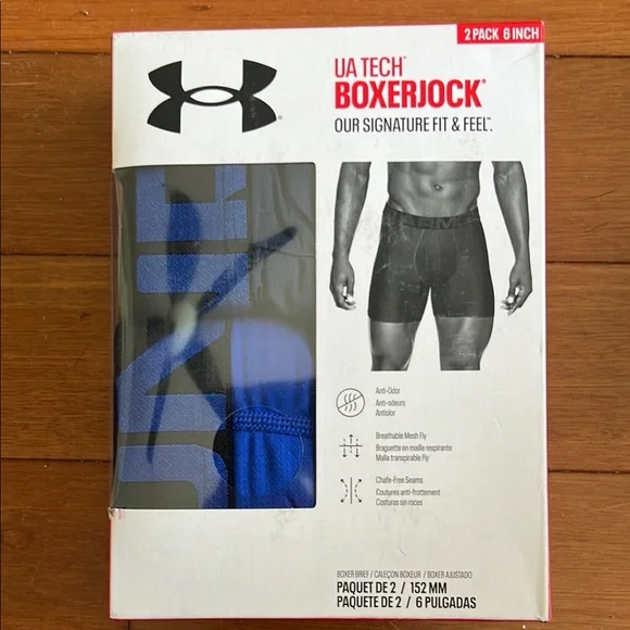 NWT Under Armour Men's 5XL 2-Pack Standard Tech Boxer Briefs – 6" Inseam - Picture 1 of 2